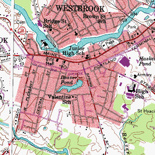 Topographic Map of Saccarappa Cemetery, ME