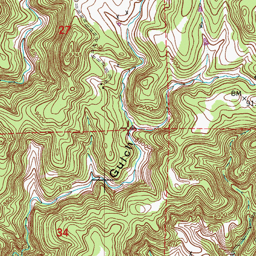 Topographic Map of Dead Ox Gulch, CO