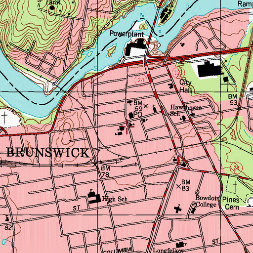 Topographic Map of Saint Johns Church, ME