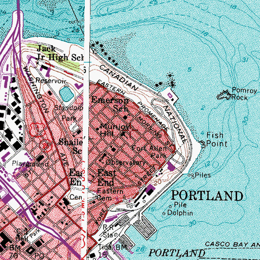 Topographic Map of Saint Lawrence Church, ME