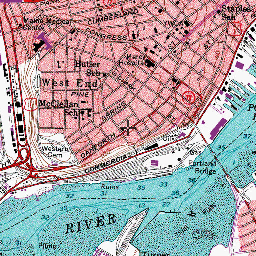 Topographic Map of Saint Louis Roman Catholic Church, ME