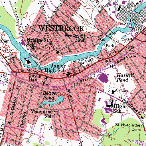 Topographic Map of Saint Mary Church, ME