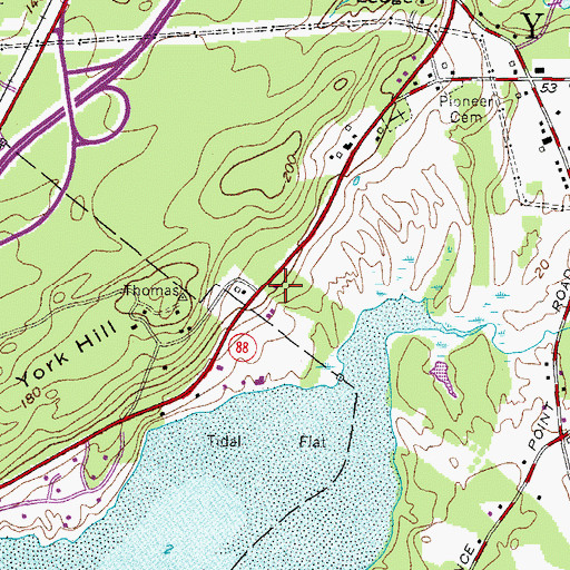 Topographic Map of Saint Mary the Virgin Church, ME