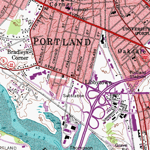 Topographic Map of Saint Patrick School, ME