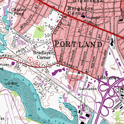 Topographic Map of Saint Patricks Church, ME