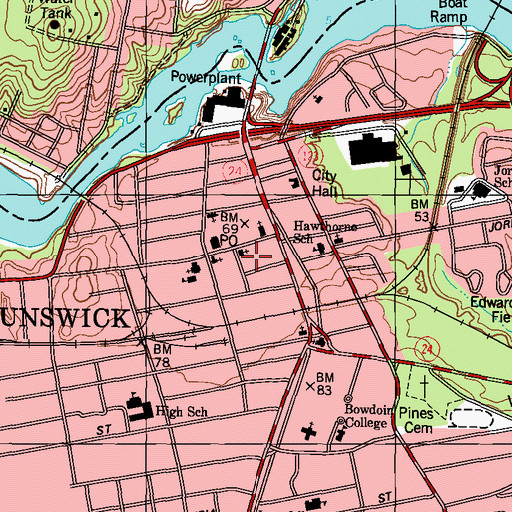 Topographic Map of Saint Pauls Episcopal Church, ME