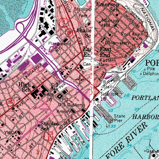 Topographic Map of Saint Peters Episcopal Church, ME