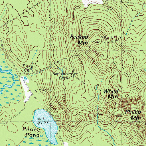 Topographic Map of Sanborn Cemetery, ME
