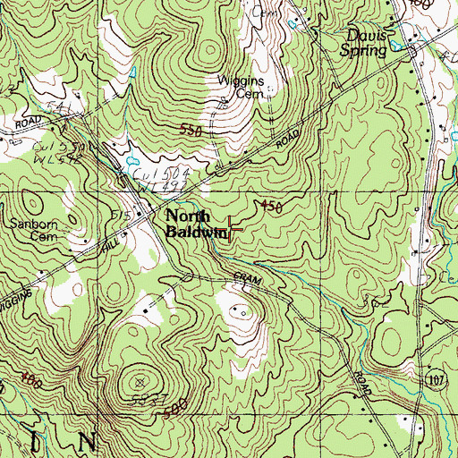 Topographic Map of Sanborn Cemetery, ME