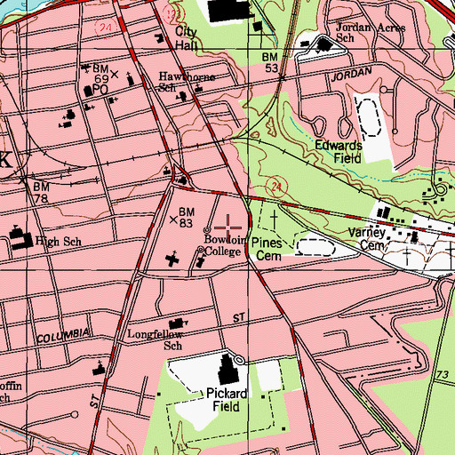 Topographic Map of Sargent Gymnasium, ME