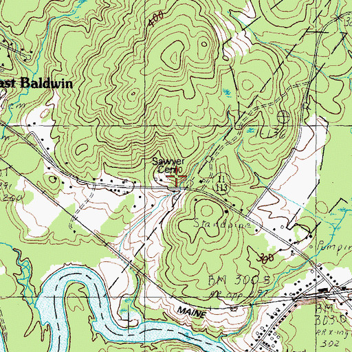 Topographic Map of Sawyer Cemetery, ME