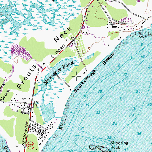 Topographic Map of Scarborough Beach State Park, ME