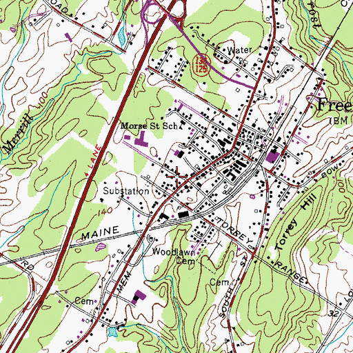 Topographic Map of Seaton School, ME