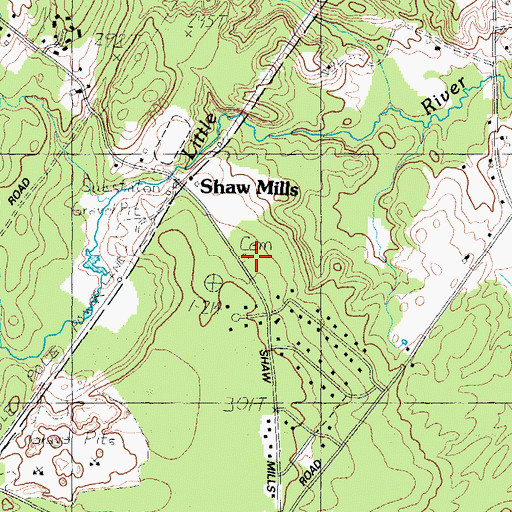 Topographic Map of Shaws Mill Cemetery, ME