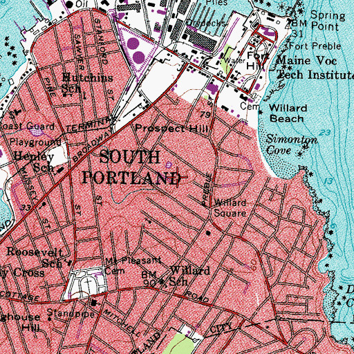 Topographic Map of Dora Small Elementary School, ME