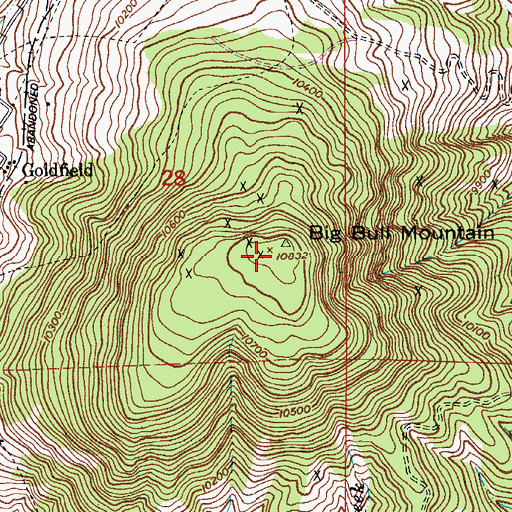 Topographic Map of Big Bull Mountain, CO