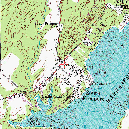 Topographic Map of South Freeport Post Office, ME