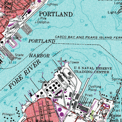 Topographic Map of South Portland Municipal Boat Launch, ME