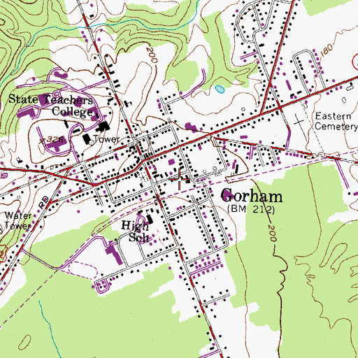 Topographic Map of South Street Historic District, ME