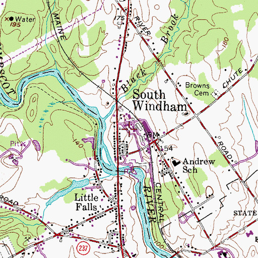Topographic Map of South Windham Community Church, ME