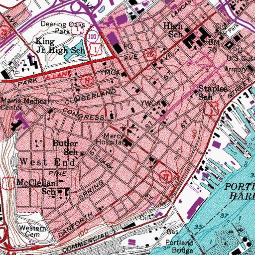 Topographic Map of State Street Church, ME