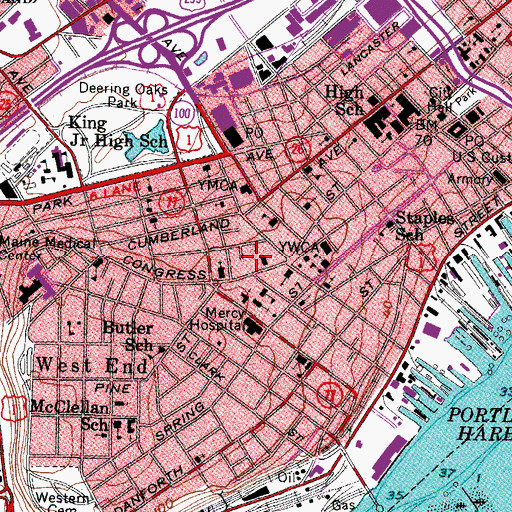 Topographic Map of State Street Church of God, ME