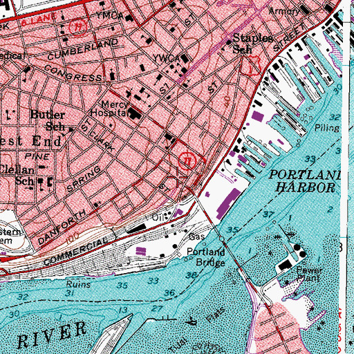 Topographic Map of State Street Hospital (historical), ME
