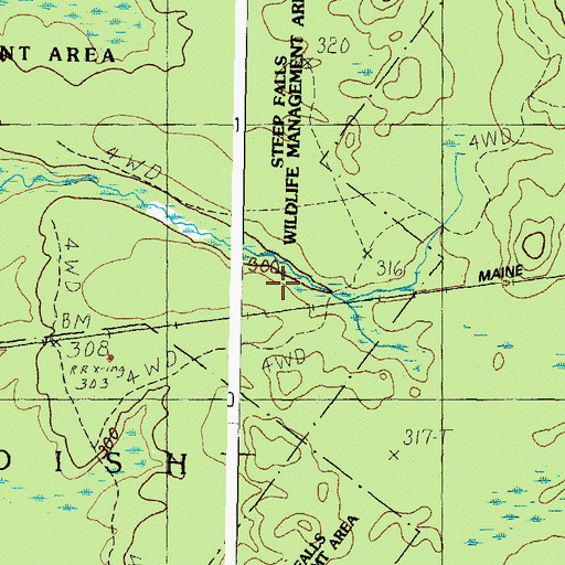 Topographic Map of Steep Falls Wildlife Management Area, ME