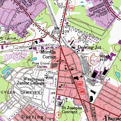 Topographic Map of Stevens Avenue Congregational Church, ME