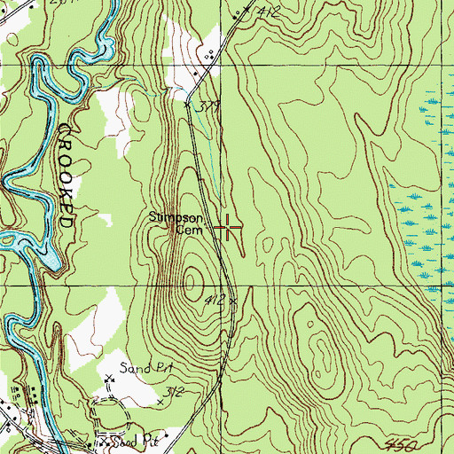 Topographic Map of Stimpson Cemetery, ME