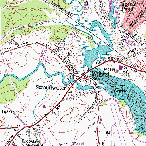 Topographic Map of Stroudwater Burying Ground Cemetery, ME