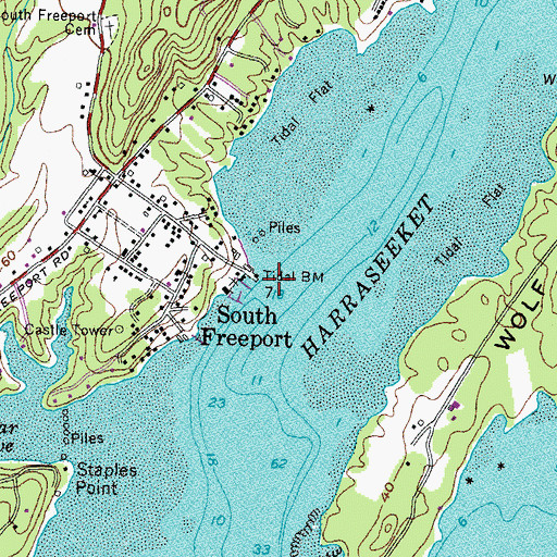 Topographic Map of Strouts Point Wharf, ME