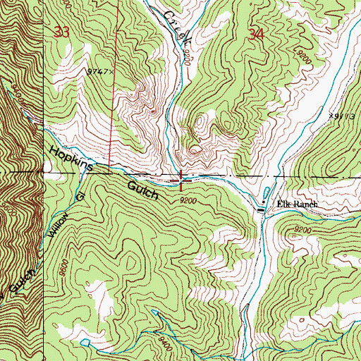 Topographic Map of Hopkins Gulch, CO