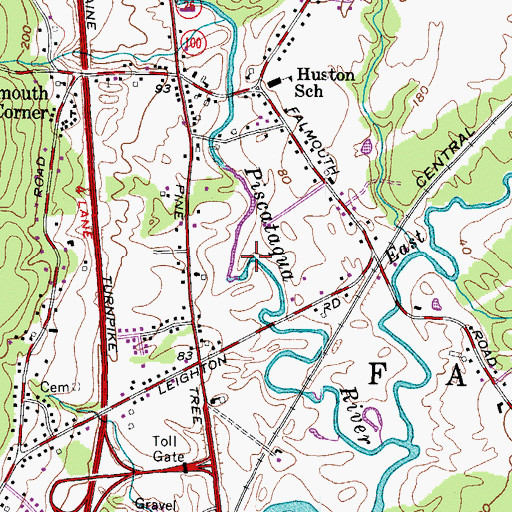 Topographic Map of West Falmouth (historical), ME