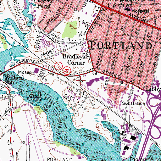 Topographic Map of West Gate Shopping Center, ME