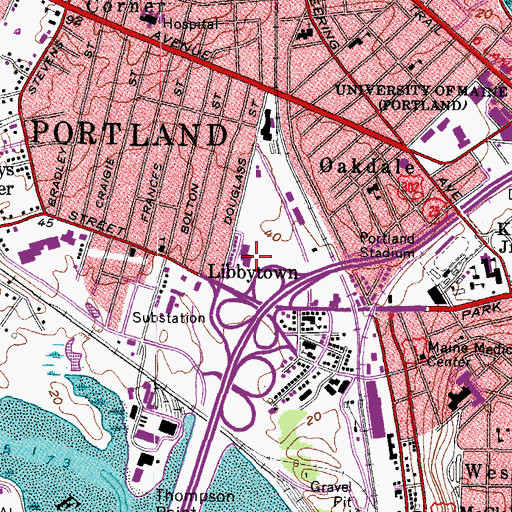 Topographic Map of West School, ME