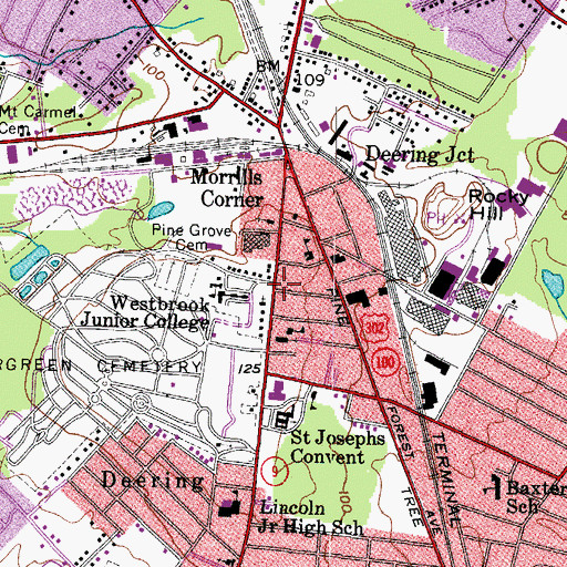 Topographic Map of Westbrook College Child Center, ME