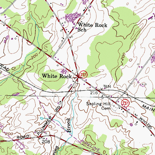 Topographic Map of White Rock Baptist Church, ME