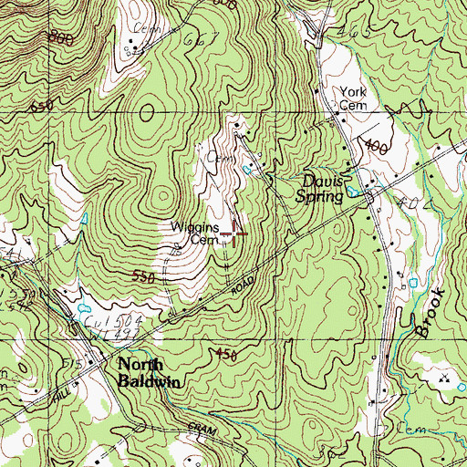 Topographic Map of Wiggins Cemetery, ME
