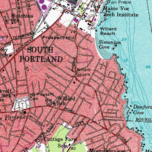 Topographic Map of Willard Square, ME