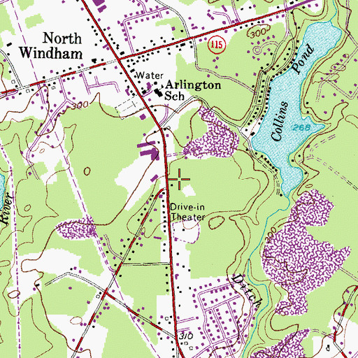 Topographic Map of Windham Mall Shopping Center, ME