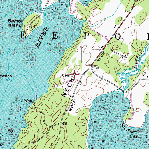 Topographic Map of Pote Cemetery, ME