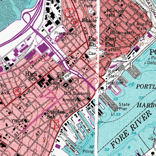 Topographic Map of Woodman Building, ME