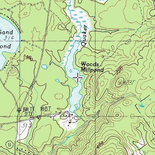 Topographic Map of Woods Millpond, ME