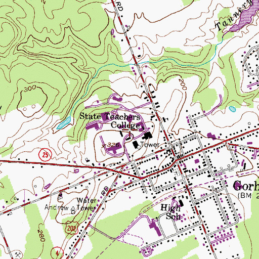 Topographic Map of Woodward Hall, ME