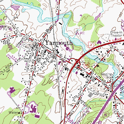 Topographic Map of Yarmouth Town Hall, ME
