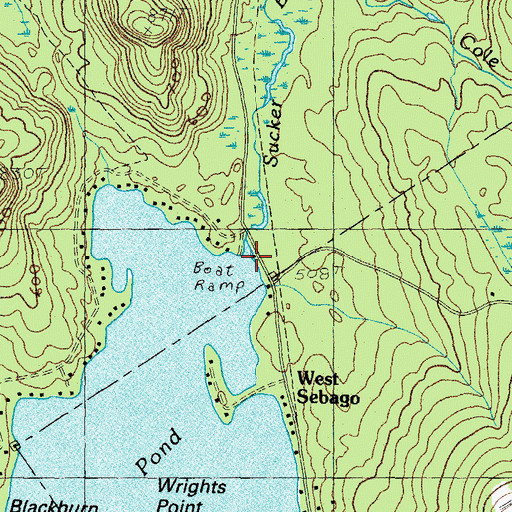 Topographic Map of Sucker Brook, ME