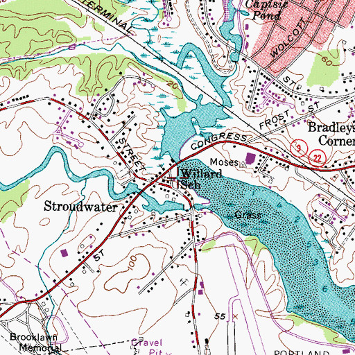 Topographic Map of Tate House, ME