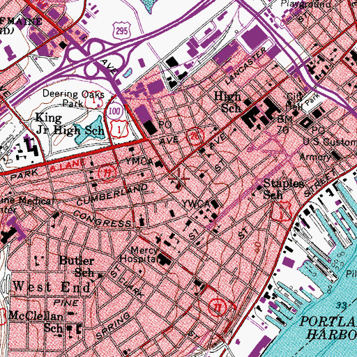 Topographic Map of The Baxter Gallery, ME