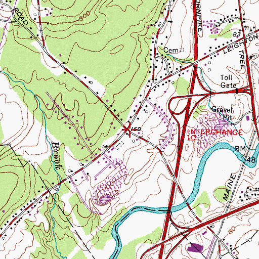 Topographic Map of The Four Corners (historical), ME
